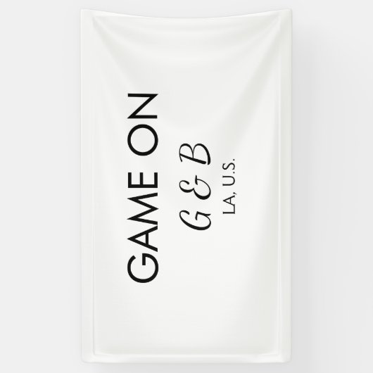 Game on voeg naam koppel huwelijksfeest plaats sta spandoek (Verticaal)