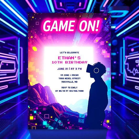 Game On voor kinderen en gamers VR verjaardagsfees Kaart