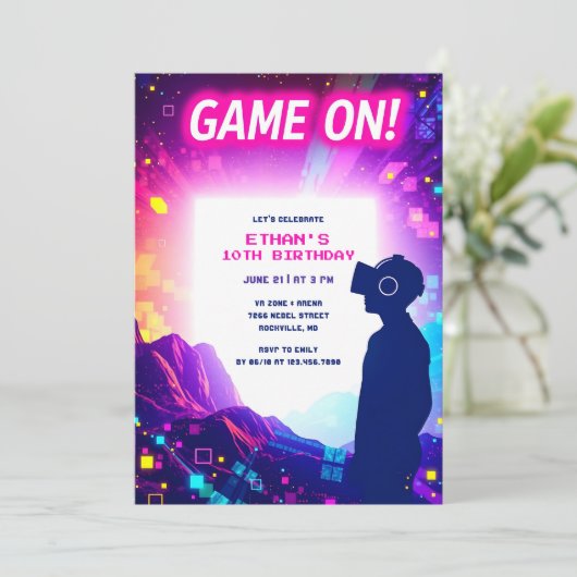Game On voor kinderen en gamers VR verjaardagsfees Kaart (Staand voorkant)