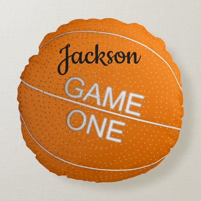 Game One Basketball Round Pillow Rond Kussen (Voorkant)