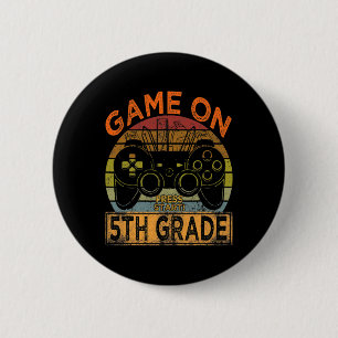 Game op 5e klas Welkom terug naar school Gamer Boy Ronde Button 5,7 Cm