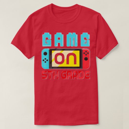 Game op 5e niveau van de rang open terug naar scho t-shirt (Design voorkant)