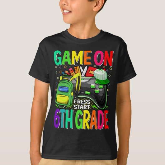 Game op 6e klas Eerste dag Gamer Terug naar school T-shirt (Voorkant)