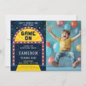 Game op arcade verjaardagsfeestje foto kaart (Voorkant)