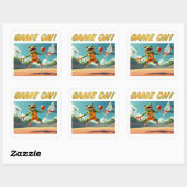 Game Op Basketbal Kikker grote vierkante stickers (Vel)