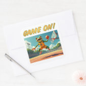 Game Op Basketbal Kikker grote vierkante stickers (Envelop)