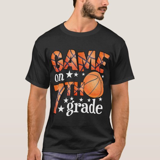 Game op de zevende klas basketbal terug naar schoo t-shirt (Voorkant)