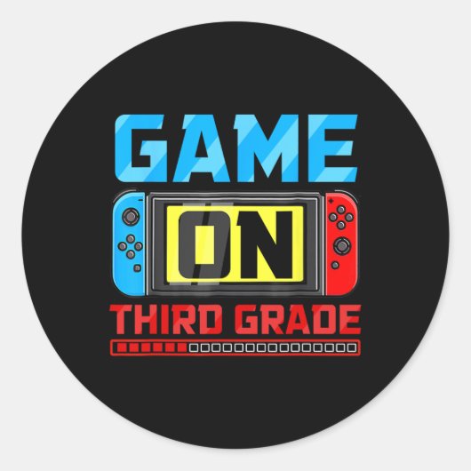 Game op derde klas gamer terug naar school eerste  ronde sticker (Voorkant)
