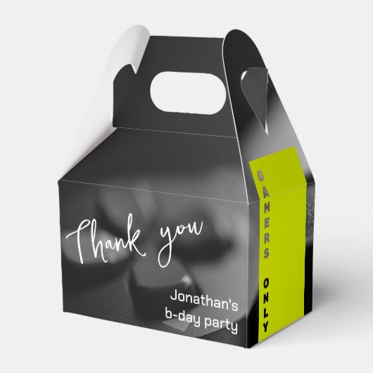 Game op gepersonaliseerde gamer verjaardag niveau  bedankdoosjes (Achterkant)