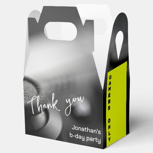 Game op gepersonaliseerde gamer verjaardag niveau bedankdoosjes (Geopend)