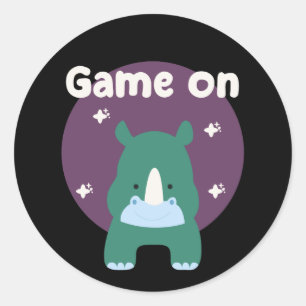 Game op Kawaii grappige baby in blauwe kleur Ronde Sticker