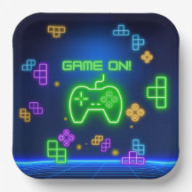 Game op neongroen, blauw gamer