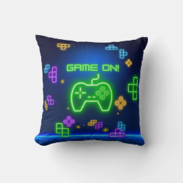 Game op neongroen, blauw, gamer-Sierkussen Kussen