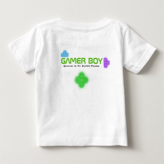 Game op neongroene, blauwe en gele gamer T-Shirt (Achterkant)