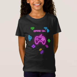 Game op neonroze en groene videogamer T-Shirt