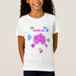 Game op neonroze en groene videogamer T-Shirt