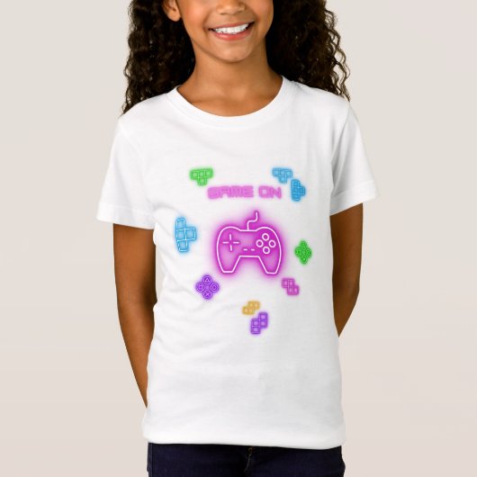 Game op neonroze en groene videogamer T-Shirt (Voorkant)