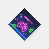 Game op neonroze, groene en paarse videogamer servet (Hoek)