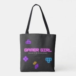 Game op neonroze, groene, videogamer tote bag