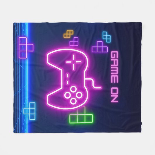 Game op neonvideogamer fleece deken (Voorkant (Horizontaal))