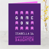Game op pixel gamer 16e verjaardag dochter kaart (Gele Bloem)
