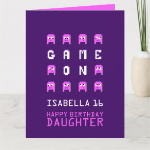 Game op pixel gamer 16e verjaardag dochter kaart