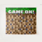 Game op Pixelated Block Gaming Verjaardag Achtergr Wandkleed (Voorkant (horizontaal))