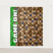 Game op Pixelated Block Gaming Verjaardag Achtergr Wandkleed (Voorkant)