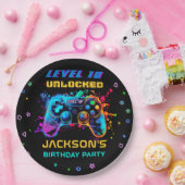 Game op Video Game Niveau Omhoog Verjaardagsfeestj Papieren Bordje (Feest)