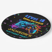 Game op Video Game Niveau Omhoog Verjaardagsfeestj Papieren Bordje (Gekanteld)