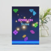 Game op video neon gamer groen, roze, blauw kaart (Staand voorkant)
