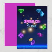 Game op video neon gamer groen, roze, blauw kaart (Voorkant / Achterkant)