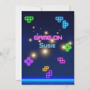 Game op video neon gamer groen, roze, blauw kaart