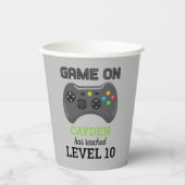 Game Op Videospel Niveau Omhoog Verjaardag Papieren Bekers (Voorkant)