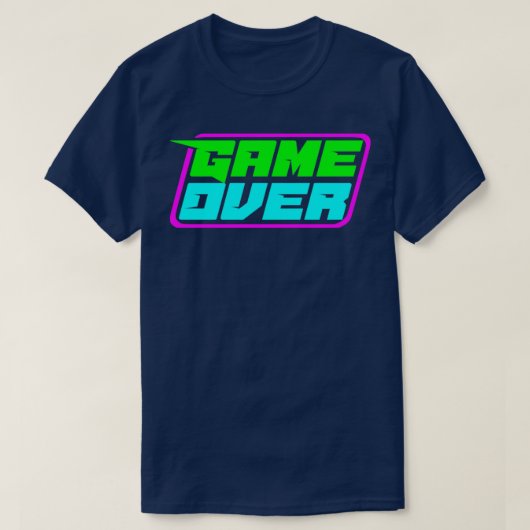 Game over 80s 80s neon retro video ga t-shirt (Design voorkant)