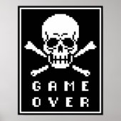 Game over 8-bits Skull Crossbones Pixel Art Poster (Voorkant)