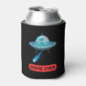 Game Over Alien Vliegende UFO Ruimteschip Pixel Ar Blikjeskoeler (Blikje Voorkant)