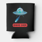 Game Over Alien Vliegende UFO Ruimteschip Pixel Ar Blikjeskoeler (Voorkant)