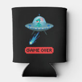Game Over Alien Vliegende UFO Ruimteschip Pixel Ar Blikjeskoeler (Achterkant)