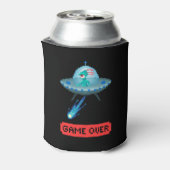 Game Over Alien Vliegende UFO Ruimteschip Pixel Ar Blikjeskoeler (Blikje Achterkant)