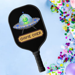 Game Over Alien Vliegende UFO Ruimteschip Pixel Ar Pickleball Paddle