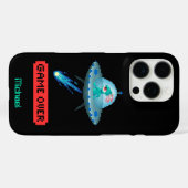 'Game Over' Alien Vliegende UFO Ruimteschip, Pixel Case-Mate iPhone Case (Achterkant (horizontaal))