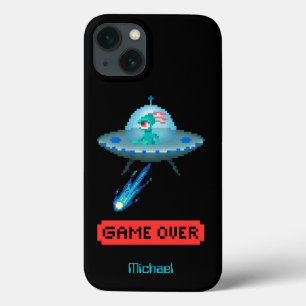 'Game Over' Alien Vliegende UFO Ruimteschip, Pixel Case-Mate iPhone Case