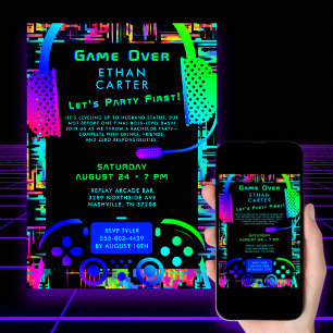 Game Over Bachelor Party Video Arcade Thema Kaart