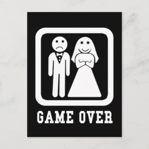 Game over   Bachelor Stag Party Gift (zwart/wit) Briefkaart