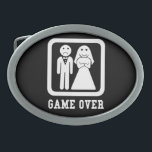 Game over | Bachelor Stag Party Gift (zwart/wit) Gesp<br><div class="desc">Gaat hij trouwen? Arme hem, gaf over... Krijg jezelf dit geweldige cadeau voor de bruidegom, het is grappig en valt echt op met het witte ontwerp op zwarte achtergrond of vice versa. Het is perfect voor vrijgezellen en vrijgezellenfeesten, douches, noem maar op! Groot wit op zwart uitziende gesp riem, het...</div>