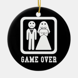 Game over Bachelor Stag Party Gift (zwart/wit) Keramisch Ornament
