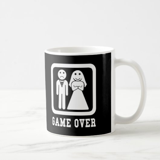 Game over | Bachelor Stag Party Gift (zwart/wit) Koffiemok (Rechts)