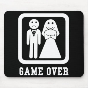 Game over Bachelor Stag Party Gift (zwart/wit) Muismat
