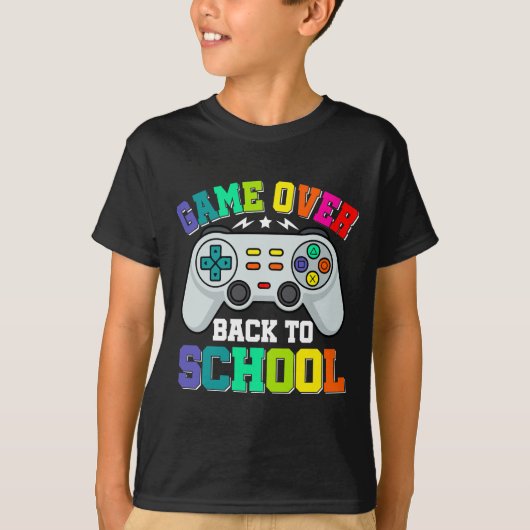 Game Over Back to School – Funny Gamer  T-shirt (Voorkant)